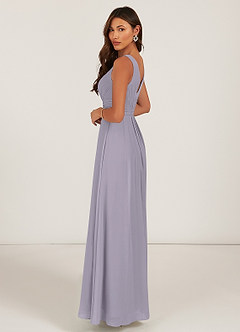 Azazie Gina Bridesmaid Dresses Fog A-Line V-Neck Pleated Chiffon Dress image13