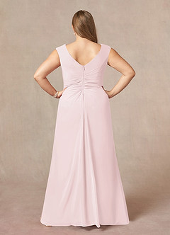 Azazie Sally Mother of the Bride Dresses Blushing Pink A-Line V-Neck Pleated Chiffon Dress image7