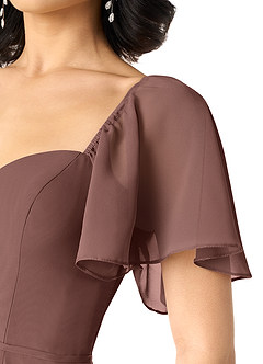 Azazie Chloe Bridesmaid Dresses Espresso A-Line Sweetheart Neckline Chiffon Dress image6
