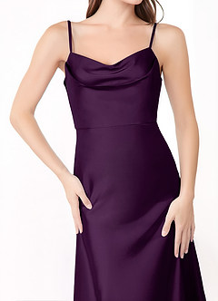 Azazie Alaija Bridesmaid Dresses Grape Mermaid Side Slit Stretch Satin Dress image5