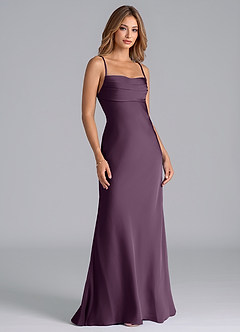 Azazie Seema Bridesmaid Dresses Plum Mermaid Corset Stretch Satin Dress image1
