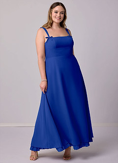 Barbie ♥ Azazie Bridesmaid Dresses Royal Blue A-Line Pleated Chiffon Dress image8