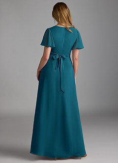 Azazie Zaniah Bridesmaid Dresses Ink Blue A-Line Chiffon Dress image2