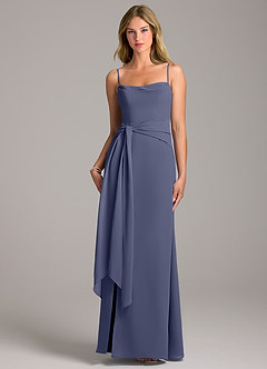 Azazie Tahlia Bridesmaid Dresses Stormy A-Line with Belt Chiffon Dress image5