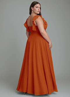 Azazie Leilani Brautjungfernkleider A-Linie Plissee Chiffon Kleid Paprika image7