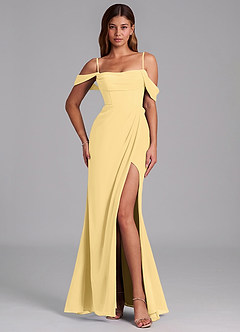 Azazie Johana Jurken voor bruidsmeisjes Converteerbaar Jurk van Chiffon met Zeemeermin Off-shoulder Boter image6