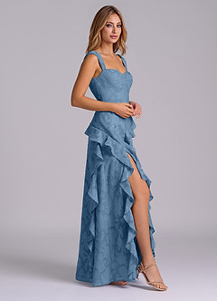 Azazie Sloane Bridesmaid Dresses Steel Blue A-Line Sweetheart Neckline Floral Burnout Dress image5