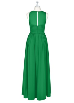 Azazie Nina Bridesmaid Dresses Emerald A-Line Pleated Chiffon Dress image9