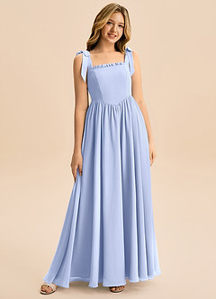 Azazie Delia Junior Abito A-Line in Chiffon Fiocco Ghiaccio image1