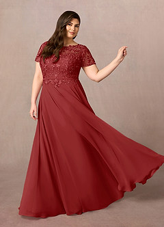 Azazie Adina Mother of the Bride Dresses Rust A-Line Boatneck Sequins Chiffon Dress image8