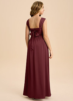 Azazie Hattie Junior Cabernet A-Line Pleated Stretch Satin Dress image7