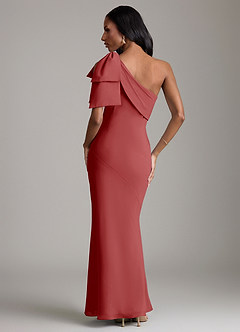 Azazie Yuanna Bridesmaid Dresses Rust Mermaid One Shoulder Chiffon Dress image6