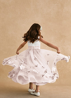 Azazie Vi Flower Girl Dresses Rose Petal A-Line Sleeveless Tulle Dress image5