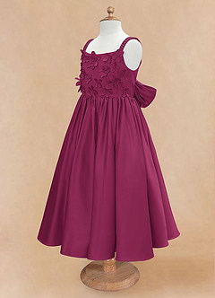 Azazie Midge Robe Demoiselle D'honneur Fillette Robe Trapèze en Mat Satiné Arc Mûre image7