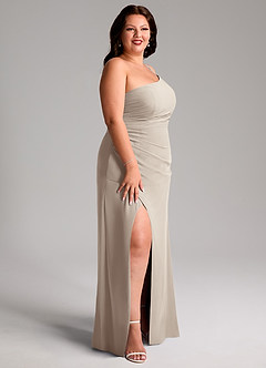 Azazie Eren Bridesmaid Dresses Frost Sheath One Shoulder Chiffon Dress image12