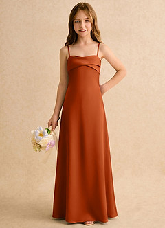 Azazie Mirabella Girls Formal Flower Girl Dresses Burnt Orange Sheath Sweetheart Neckline Stretch Satin Dress image5