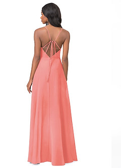 Azazie Everleigh Final Sale Coral A-Line Sweetheart Pleated Chiffon Dress image3