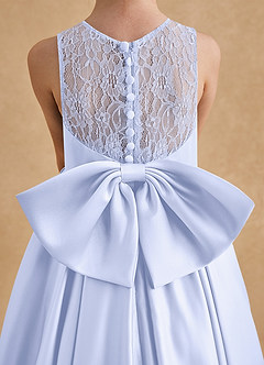 Azazie Sammy Flower Girl Dresses Lavender A-Line Lace Matte Satin Dress image6