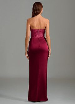 Azazie Emilia Brautjungfernkleider Meerjungfrau-Linie Schulterfrei Stretch-Satin Kleid Burgunderrot image2