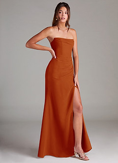 Azazie Leonis Bridesmaid Dresses Paprika Sheath Strapless Chiffon Convertible Dress image8