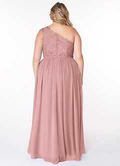 Azazie Demi Bridesmaid Dresses Dusty Rose A-Line One Shoulder Chiffon Dress image11