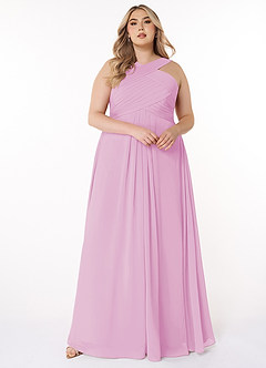 Azazie Kaleigh Robes de demoiselle d'honneur Robe Trapèze en Mousseline de soie Plissée Rose Bonbon image7
