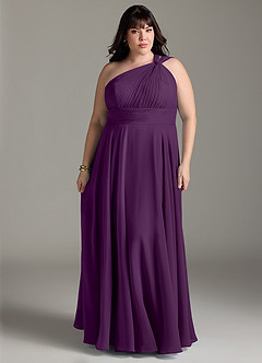 Azazie Charlize Bridesmaid Dresses Grape A-Line One Shoulder Chiffon Dress image7