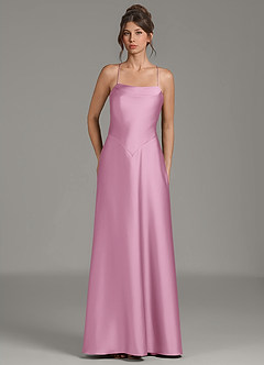 Azazie Eris Bridesmaid Dresses Candy Pink A-Line Pleated Stretch Satin Dress image1