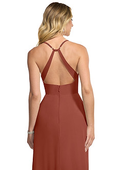 Azazie Davis Bridesmaid Dresses Auburn A-Line V-Neck Chiffon Dress image6