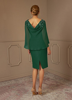 Azazie Carmela Mother of the Bride Dresses Dark Green Sheath Lace Chiffon Dress image4