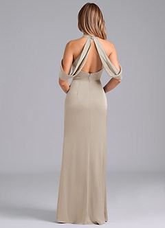 Azazie Bonny Bridesmaid Dresses Frost Mermaid Off the Shoulder Stretch Satin Dress image2