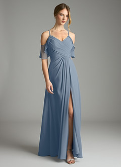 Azazie Dakota Bridesmaid Dresses Twilight A-Line V-Neck Pleated Chiffon Dress image3