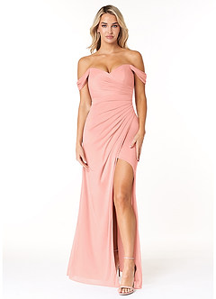 Azazie Tessa Bridesmaid Dresses Rosette Sheath Sweetheart Off-The-Shoulder Mesh Convertible Dress image1