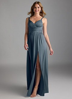 Azazie Chanel Bridesmaid Dresses Twilight A-Line Pleated Stretch Satin Dress image1