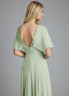 Azazie Pamela Bridesmaid Dresses Dusty Sage A-Line V-Neck Pleated Chiffon Dress image6
