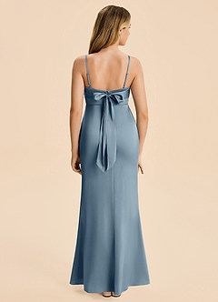 Azazie Mia Junior Robe Sirène en Satin extensible Plissé Bleu Poussiéreux image2