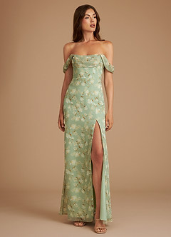 Azazie Saige Bridesmaid Dresses Agave Bloom Floral A-Line Off the Shoulder Bloom Convertible Dress image1