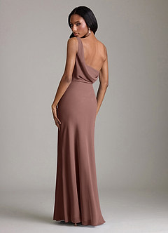 Azazie Madelyn Bridesmaid Dresses Espresso Mermaid One Shoulder Chiffon Convertible Dress image10