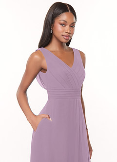 Azazie Karina Bridesmaid Dresses Wisteria A-Line Pleated Chiffon Dress image5