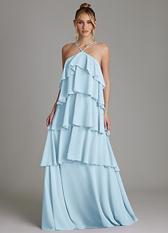 Azazie Deena Bridesmaid Dresses Sky Blue A-Line Ruched Chiffon Dress image4
