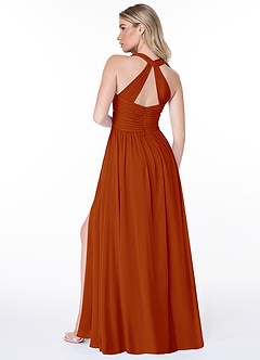 Azazie Jaclyn Bridesmaid Dresses Paprika A-Line Pleated Chiffon Dress image6