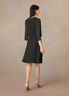 Azazie Klaus Mother of the Bride Dresses Black A-Line Scoop Sequins Chiffon Dress image2