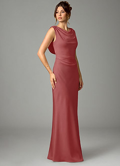 Azazie Kieryn Bridesmaid Dresses Antique Rose Mermaid Pleated Stretch Satin Dress image3