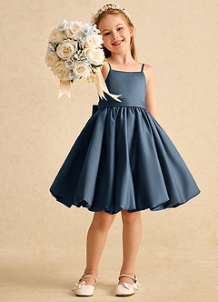 Azazie Davine Flower Girl Dresses Neptune A-Line Spaghetti Strap Matte Satin Dress image7