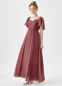 Azazie Chloe Junior A-Linie Herzausschnitt Chiffon Kleid Amethyst image3