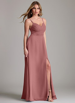 Azazie Terese Vestidos de damas de honor Vestido de Amatista de Gasa de Corte en A con Plisado image3