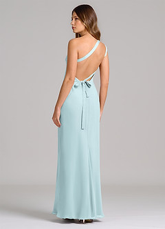 Azazie Monroe 신부 들러리 드레스 쉬스 한쪽 어깨 쉬폰 바닥 길이 드레스 image2