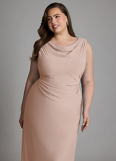 Azazie Kieryn Vestidos de damas de honor Vestido Rosa Inglesa de Gasa de Corte Sirena con Plisado image12