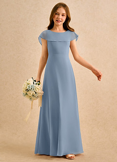 Azazie Kittie Girls Formal Sukienki dla dziewczynek sypiących kwiaty Linia A Szyfon Długość podłogi Sukienka image6