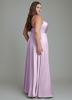 Azazie Sarella Robes de demoiselle d'honneur Robe Trapèze en Satin extensible Plissé Frostiges Flieder image7